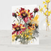 Gaillardia - Waterverf bloemen Kaart (Gele Bloem)
