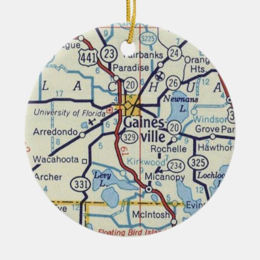 Gainesville Fl  Map Keramisch Ornament (Voorkant)