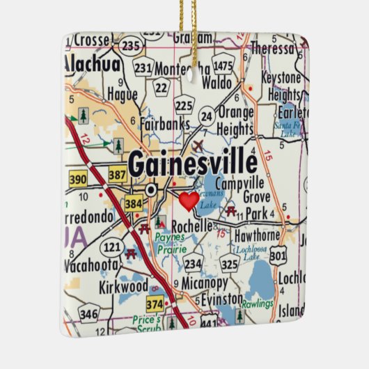 Gainesville Florida Map Keramisch Ornament (Rechts)