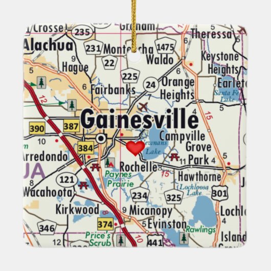 Gainesville Florida Map Keramisch Ornament (Achterkant)
