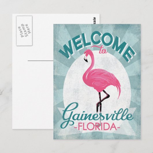 Gainesville Florida Pink Flamingo Retro Briefkaart (Voorkant / Achterkant)