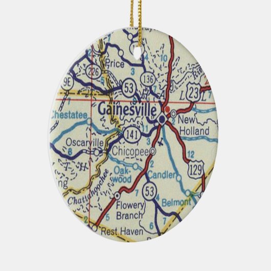 Gainesville Georgia Map Keramisch Ornament (Rechts)