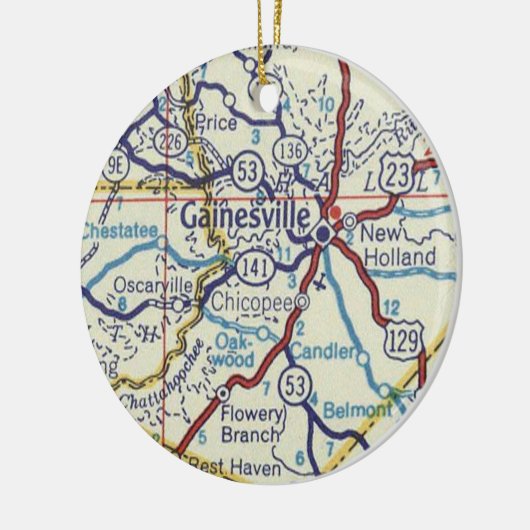 Gainesville Georgia Map Keramisch Ornament (Links)