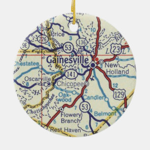 Gainesville Georgia Map Keramisch Ornament