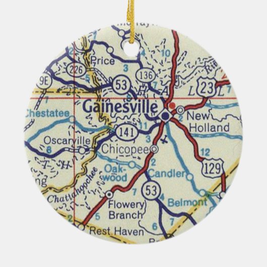 Gainesville Georgia Map Keramisch Ornament (Achterkant)