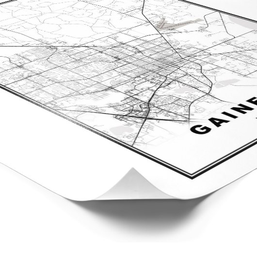 Gainesville Map Foto Afdruk (Hoek)