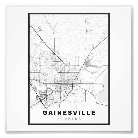 Gainesville Map Foto Afdruk (Voorkant)