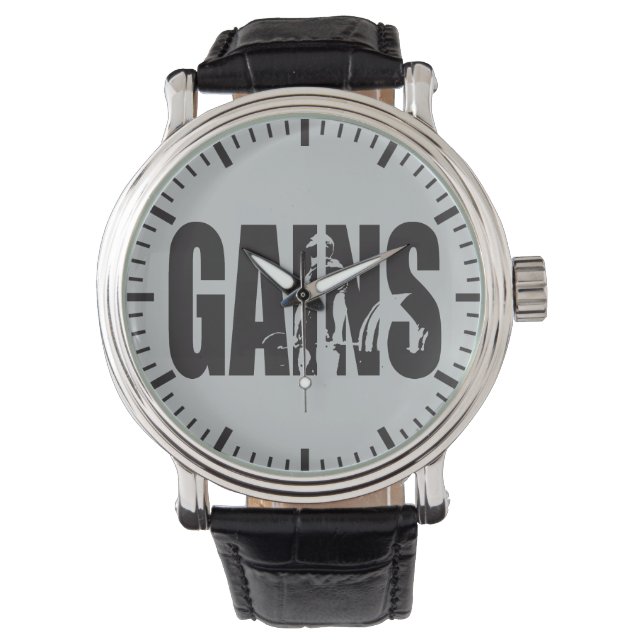 GAINS - "Lichaamsbouw" Motivatie Horloge (Voorkant)