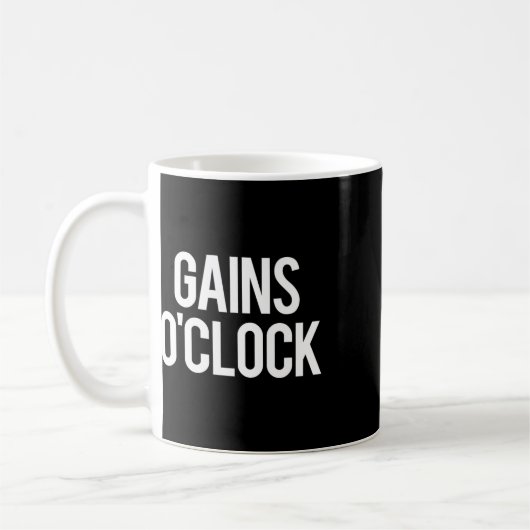 Gains O'clock Funny Gym Gewichtheffen Bodybuilding Koffiemok (Links)