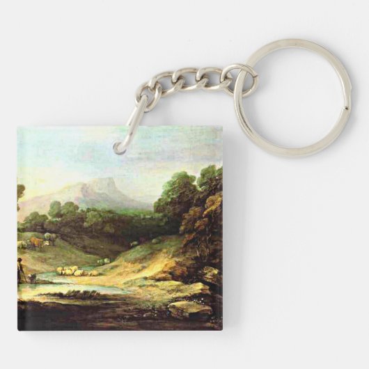 Gainsborough - Berglandschap met Shepherd Sleutelhanger (Achterkant)