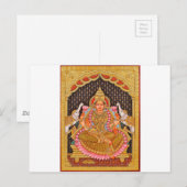 GAJA LAKSHMI INTRICATE TANJORE PAINTING {SOUTH IND BRIEFKAART (Voorkant / Achterkant)