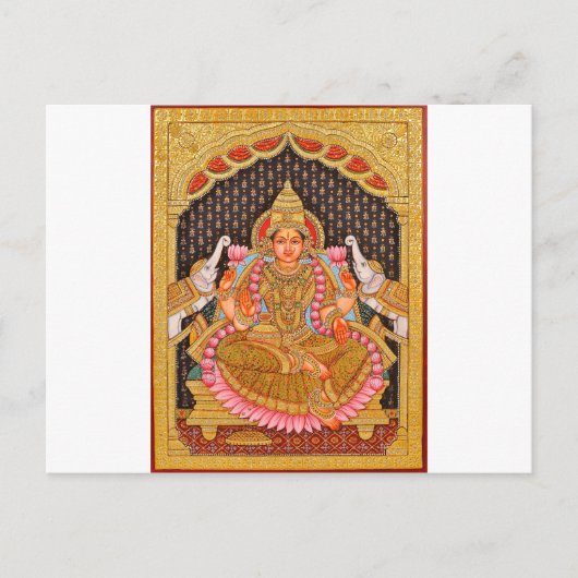 GAJA LAKSHMI INTRICATE TANJORE PAINTING {SOUTH IND BRIEFKAART (Voorkant)