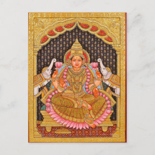 GAJA LAKSHMI INTRICATE TANJORE PAINTING {SOUTH IND BRIEFKAART
