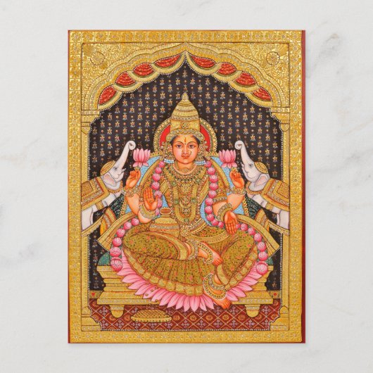 GAJA LAKSHMI INTRICATE TANJORE PAINTING {SOUTH IND BRIEFKAART (Voorkant)