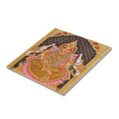 GAJA LAKSHMI INTRICATE TANJORE PAINTING {SOUTH IND TEGELTJE (Zijkant)