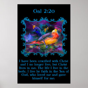 Gal 2:20 Mooie regenboogkleurige mousine Poster