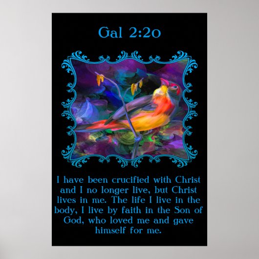Gal 2:20 Mooie regenboogkleurige mousine Poster (Voorkant)