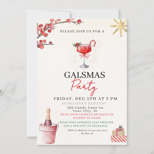 Gal Christmas Party Invite Feestdagenkaart (Voorkant)