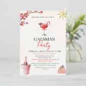 Gal Christmas Party Invite Feestdagenkaart (Staand voorkant)