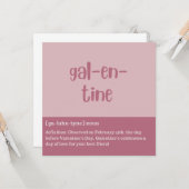 Gal-en-tine roze en donkerroze platte kaart (Voorkant / Achterkant in situ)