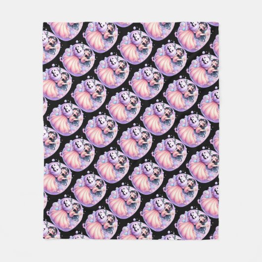 Gal in haar bubbel van pastels en pompoen fleece deken (Voorkant)