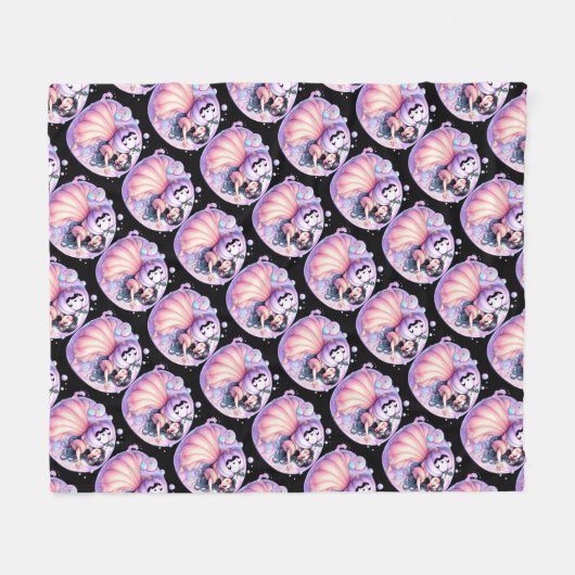 Gal in haar bubbel van pastels en pompoen fleece deken (Voorkant (Horizontaal))