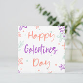 Gal Pals Happy Galentines Day Valentijnse bloemen Kaart (Staand voorkant)