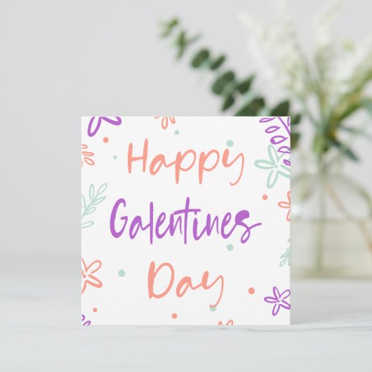 Gal Pals Happy Galentines Day Valentijnse bloemen Kaart (Staand voorkant)