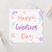 Gal Pals Happy Galentines Day Valentijnse bloemen Kaart (Voorkant / Achterkant in situ)