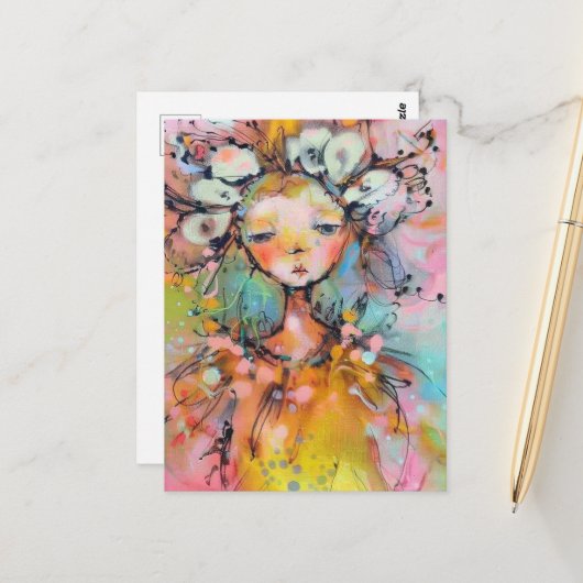 Gal voor gemengde media briefkaart (Voorkant / Achterkant in situ)