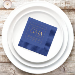 Gala Ball Charity Fundraiser Elegant Navy Gold Folie Servetten