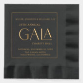 Gala Ball Charity Fundraiser Elegant Zwart Goud Folie Servetten (Voorkant)