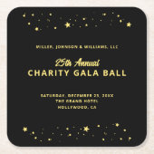 Gala Ball Charity Fundraiser Elegant Zwart Goud Kartonnen Onderzetters (Voorkant)