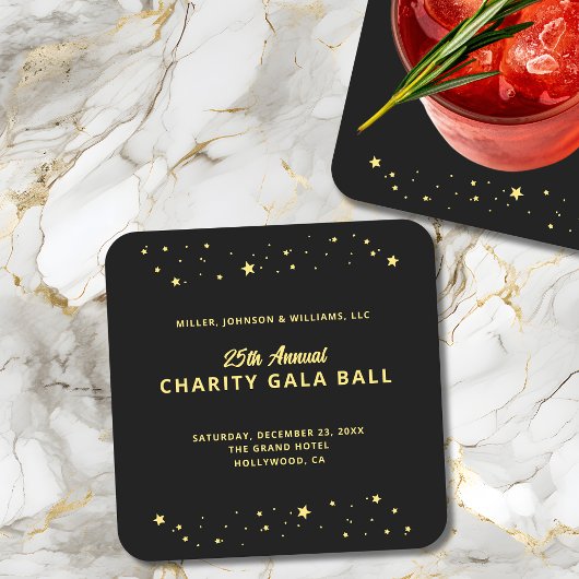 Gala Ball Charity Fundraiser Elegant Zwart Goud Kartonnen Onderzetters