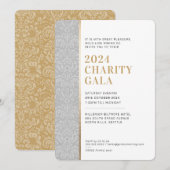 GALA BALL eenvoudige elegante damast grijs goud Kaart (Voorkant / Achterkant)