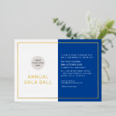 GALA BALL logo formal royal blue gold Folie Uitnodiging (Staand Voorkant)