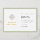 GALA BALL logo modern minimaal groen goud Folie Uitnodiging (Voorkant)