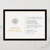 GALA BALL logo modern minimaal zwart stropdas goud Folie Uitnodiging (Voorkant)