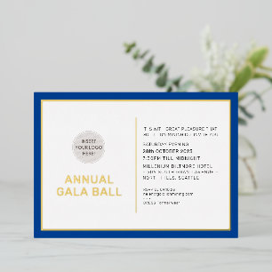 GALA BALL logo modern minimal koninklijk blauw gou Folie Uitnodiging