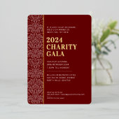 GALA BALL modern elegant evenement bordeaux rood g Folie Uitnodiging (Staand Voorkant)