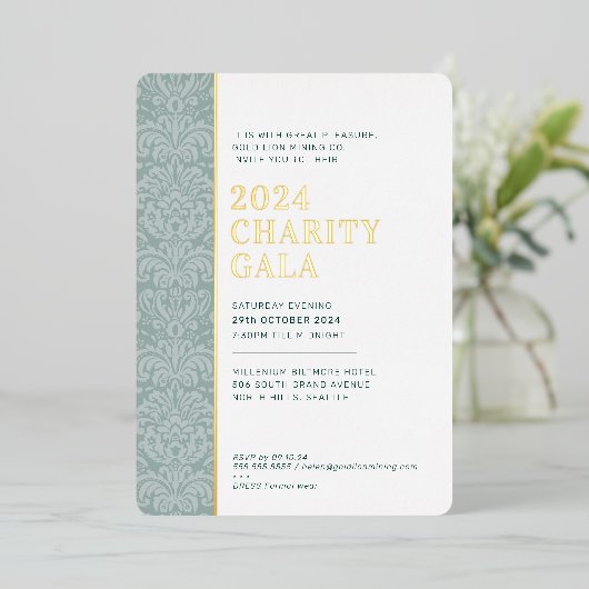 GALA BALL modern elegant evenement donkergroen gou Folie Uitnodiging (Staand Voorkant)