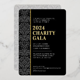 GALA BALL modern elegant event zwart stropdas goud Folie Uitnodiging