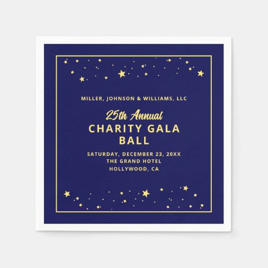 Gala Ball Silent Auction Elegant Blauw Goud Servet (Voorkant)