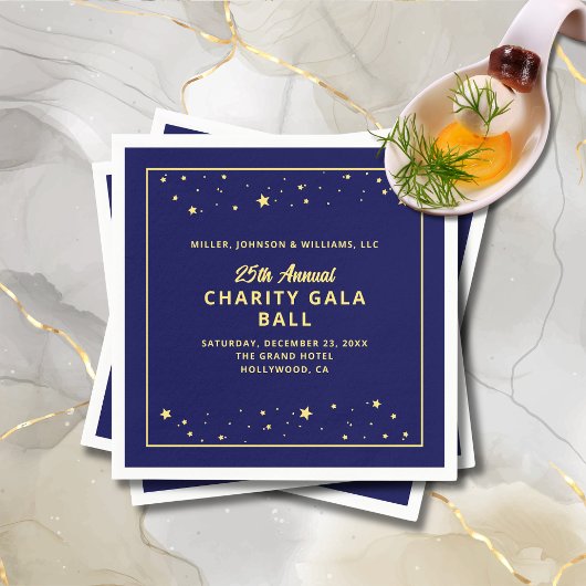 Gala Ball Silent Auction Elegant Blauw Goud Servet