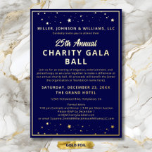 Gala Ball Silent Auction Elegant Navy Blue Gold