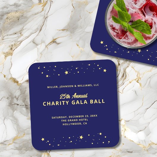 Gala Ball Silent Auction Elegante Blauw Gouden Ste Kartonnen Onderzetters