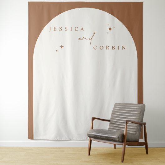GALA Boho Terracotta Arch Celestial Star Wedding Wandkleed (In situ)