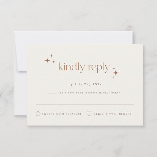 GALA Boho Terracotta Beige Celestial Star RSVP Kaart (Voorkant)