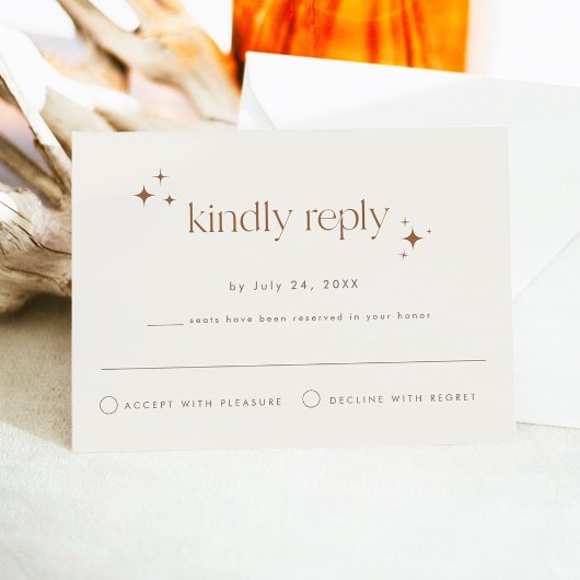 GALA Boho Terracotta Beige Celestial Star RSVP Kaart
