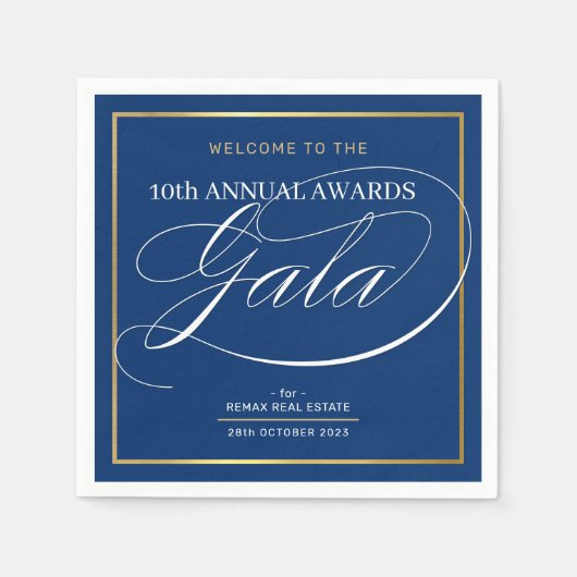GALA DINNER modern business dark blue gold Servet (Voorkant)